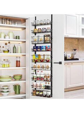 Over The Door Pantry Organizer Spice Rack Wall Mounted Adjustable Metal Storage
